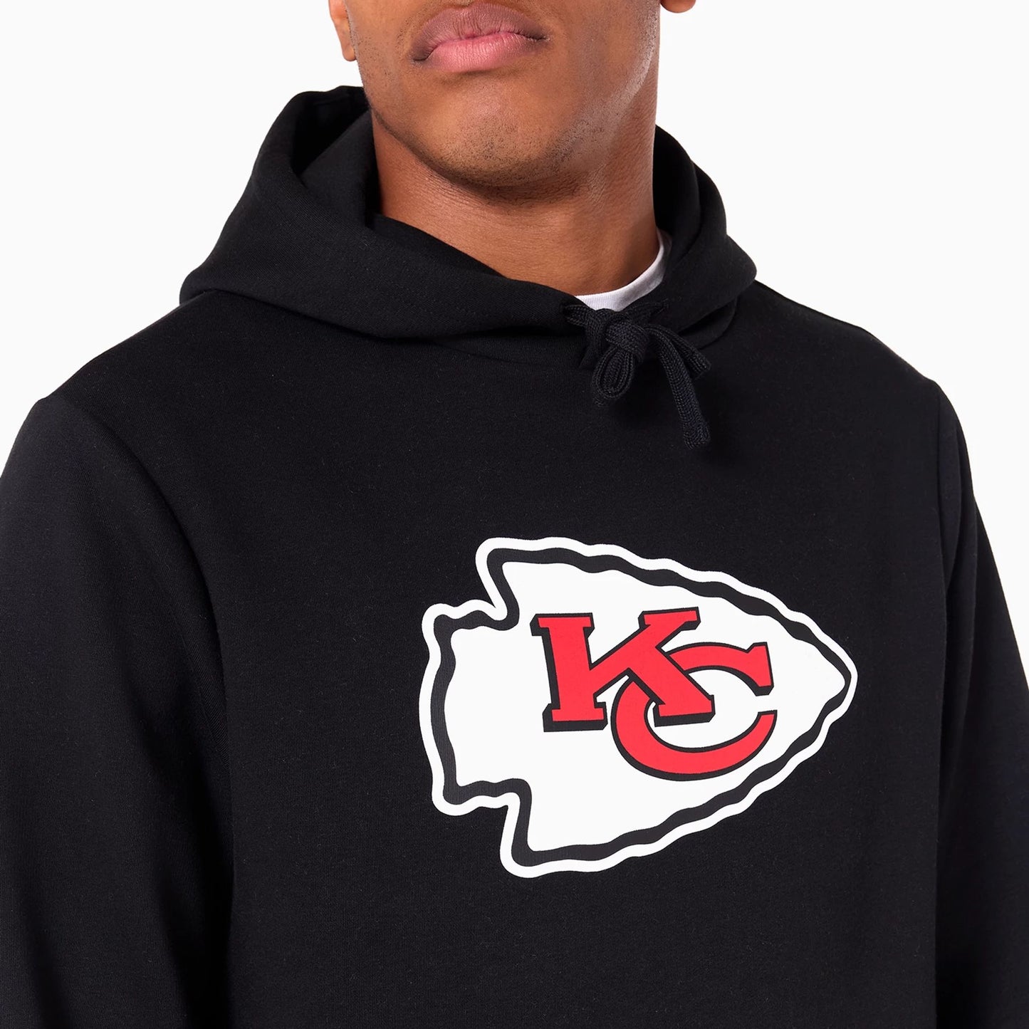 The Male model is wearing Kansas City Chiefs NFL Black Pullover Hoodie 2