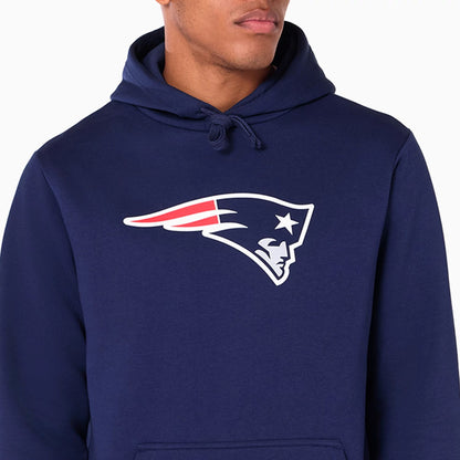 The Male model is wearing New England Patriots NFL Navy Pullover Hoodie 2