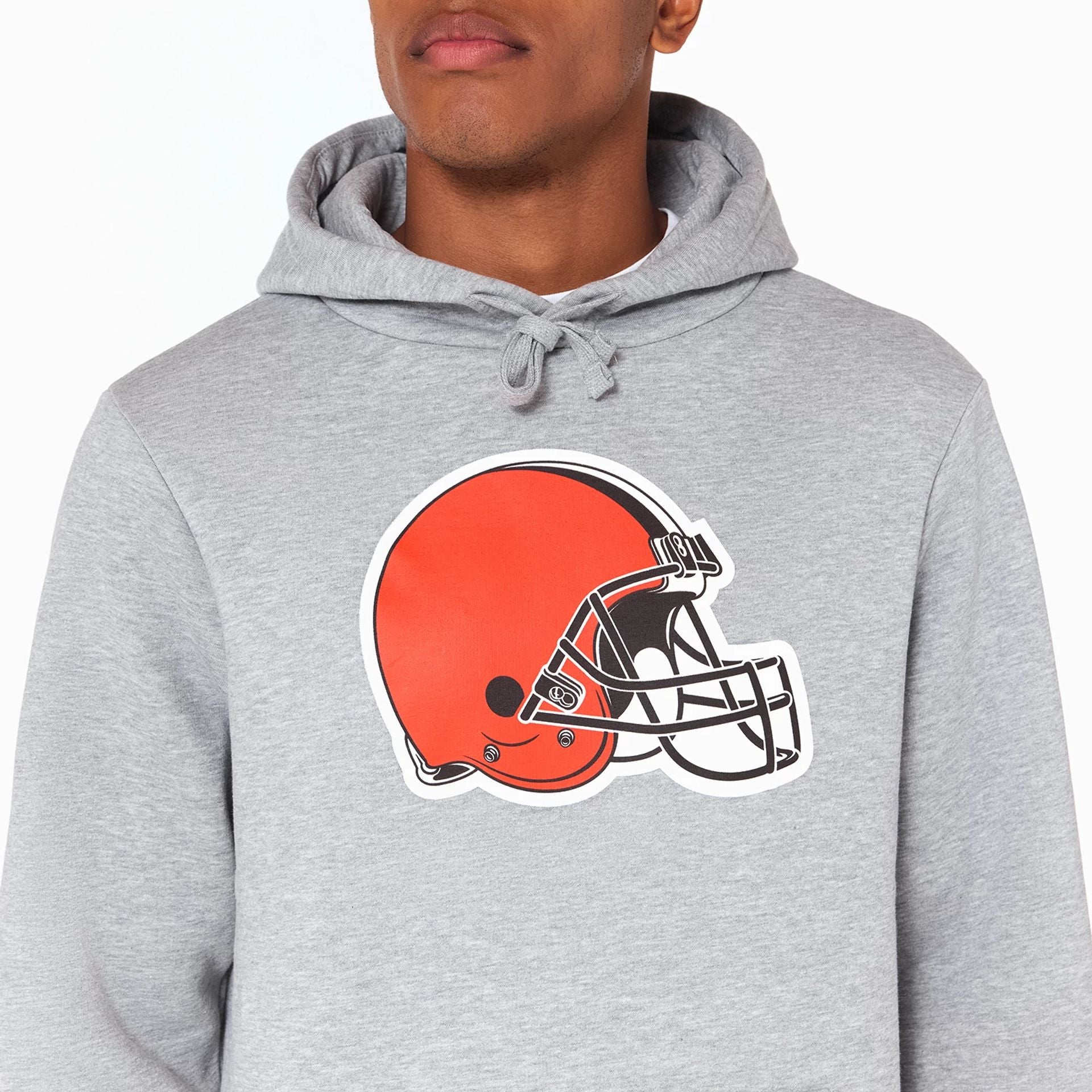 The Male model is wearing Cleveland Browns NFL Grey Pullover Hoodie 2