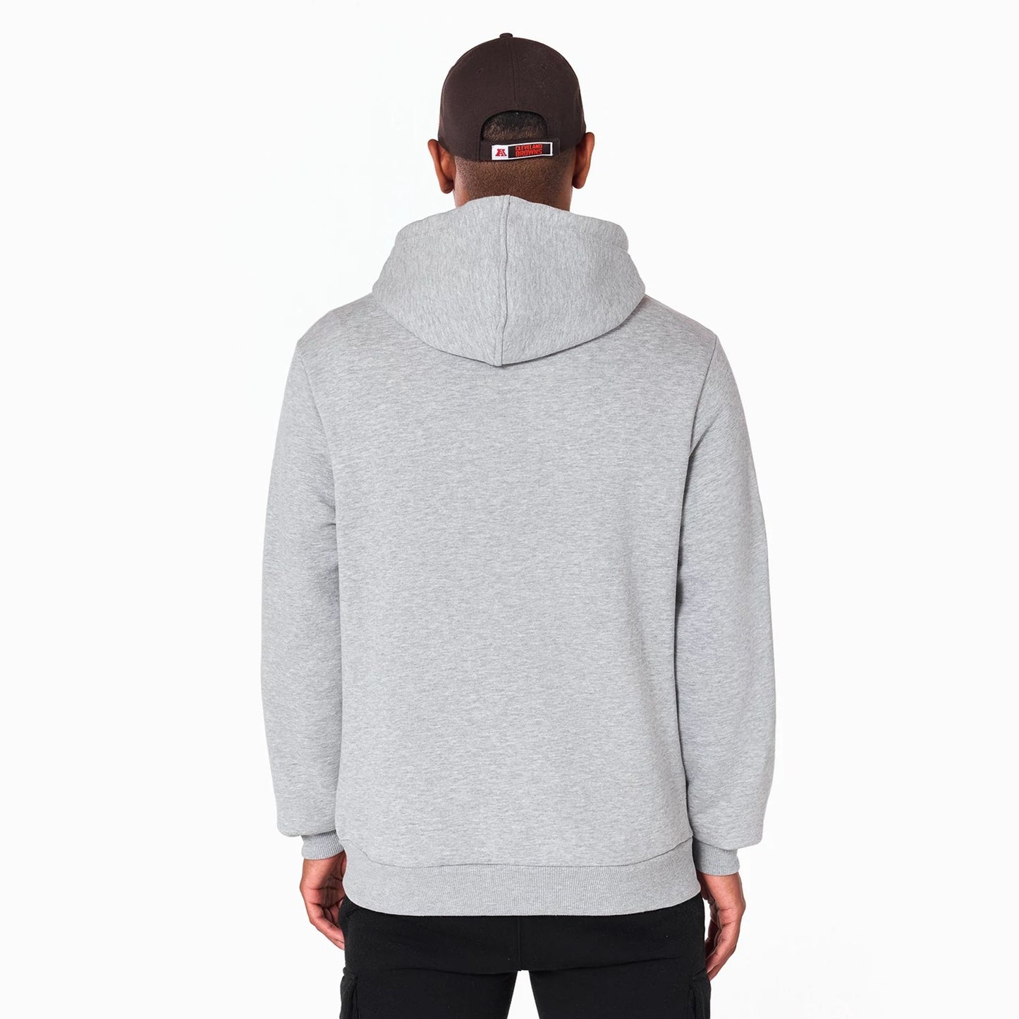 The Male model is wearing Cleveland Browns NFL Grey Pullover Hoodie 7