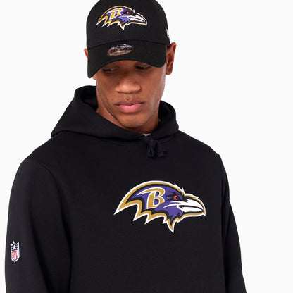 The Male model is wearing Baltimore Ravens NFL Black Pullover Hoodie 2