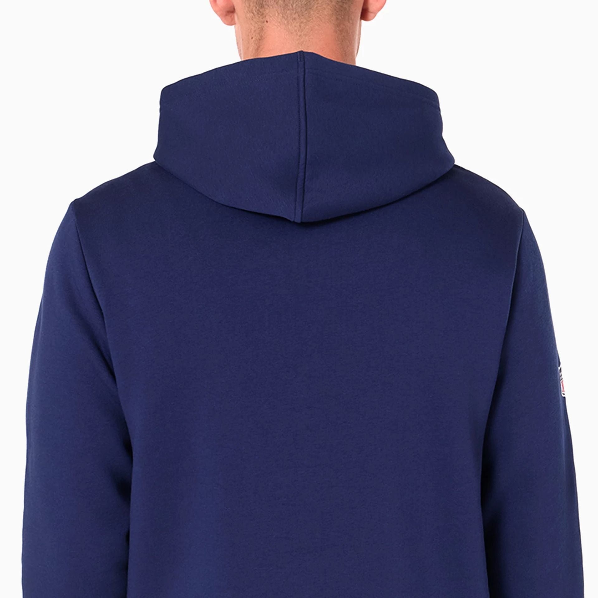 The Male model is wearing Tennessee Titans NFL Navy Pullover Hoodie 6