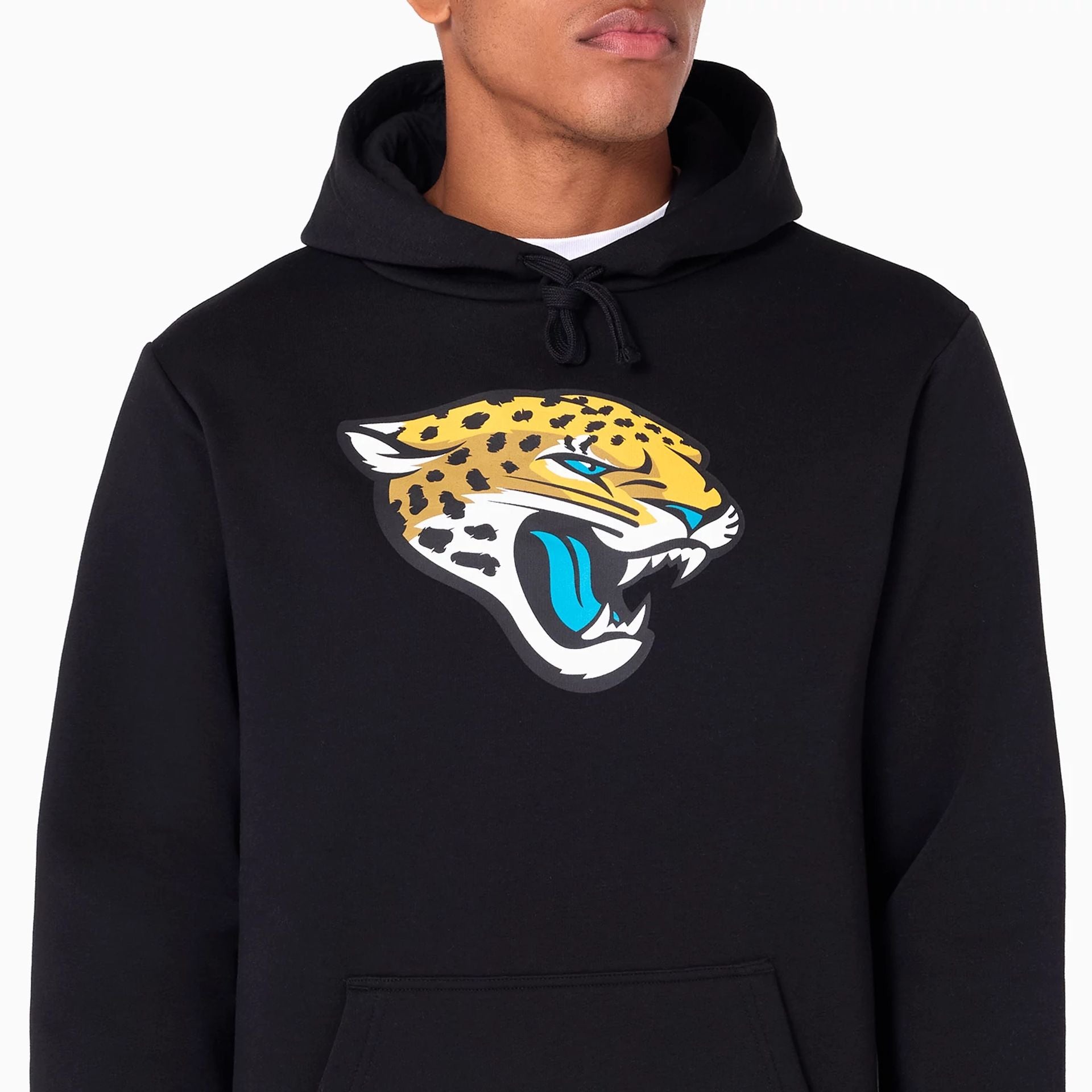 The Male model is wearing Jacksonville Jaguars NFL Black Pullover Hoodie 2