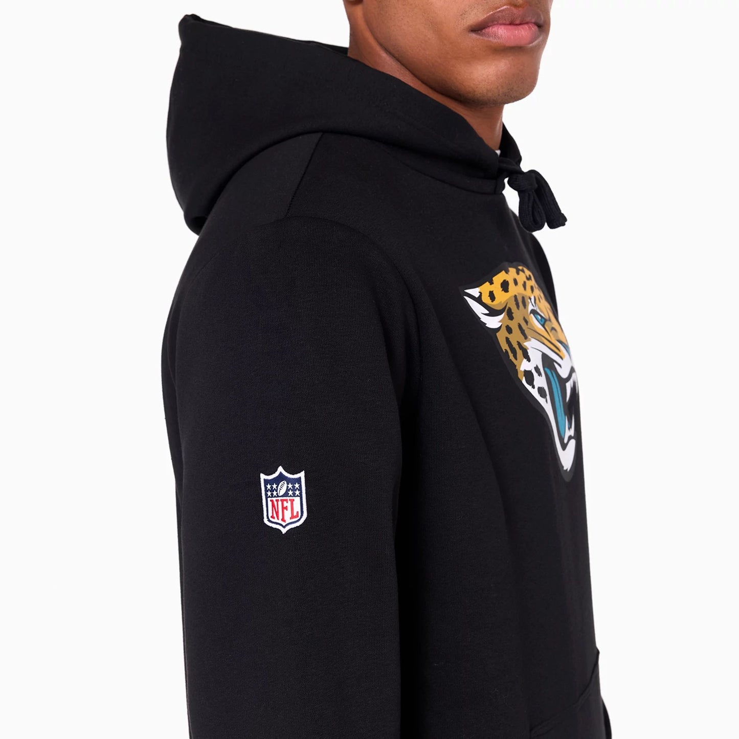 The Male model is wearing Jacksonville Jaguars NFL Black Pullover Hoodie 3