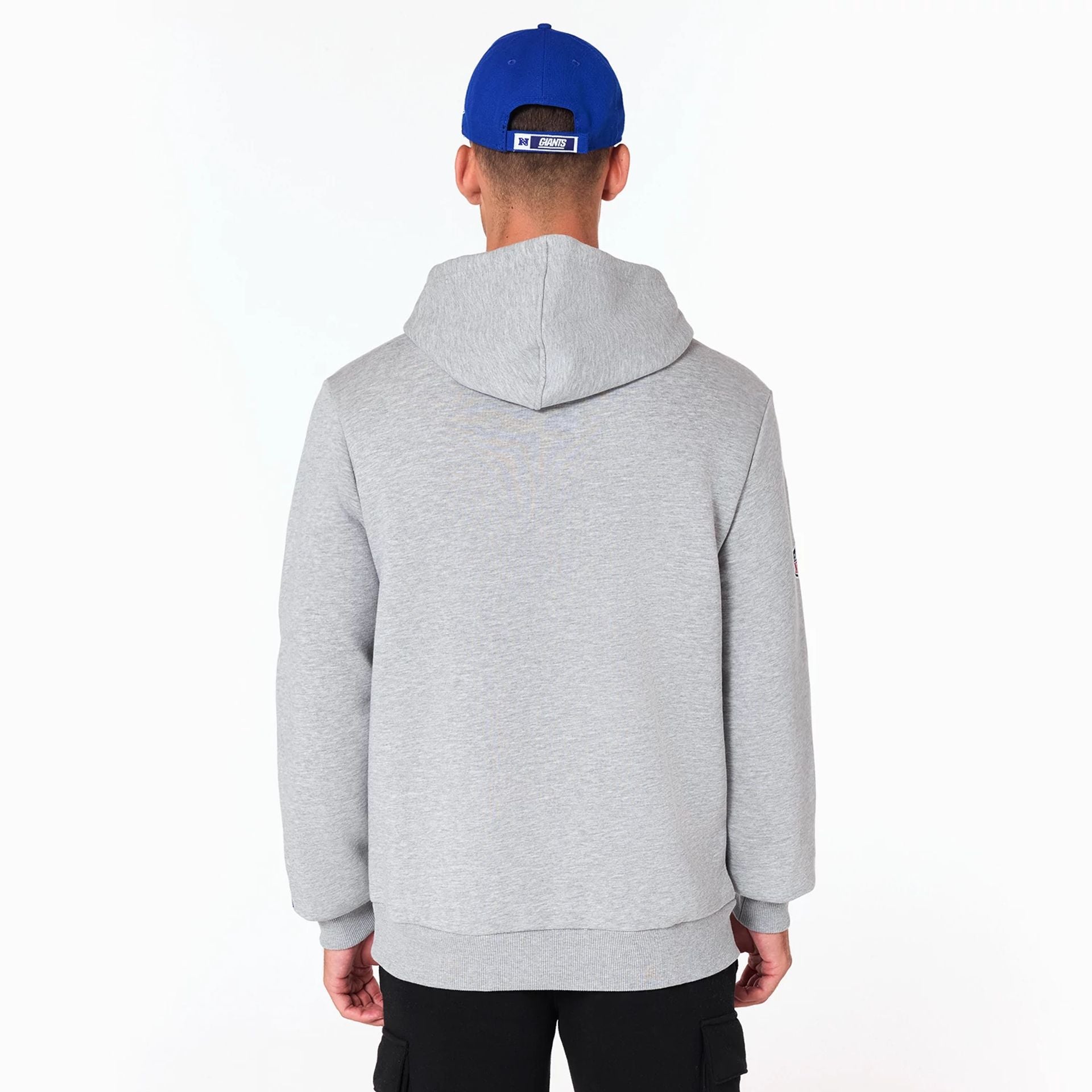 The Male model is wearing New York Giants NFL Grey Pullover Hoodie 7