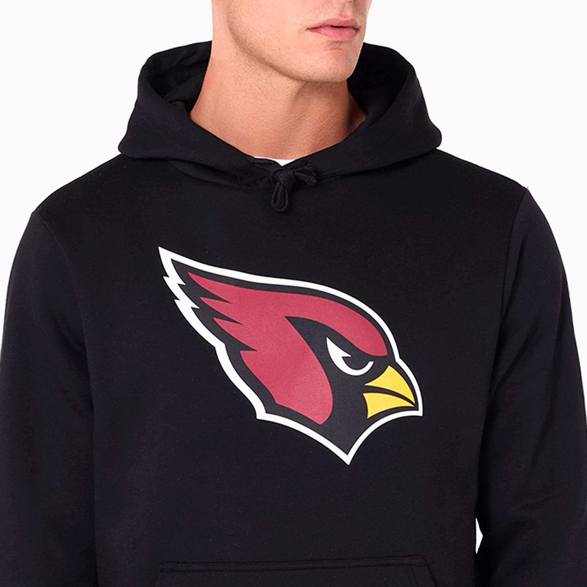 The Male model is wearing Arizona Cardinals NFL Black Pullover Hoodie 2