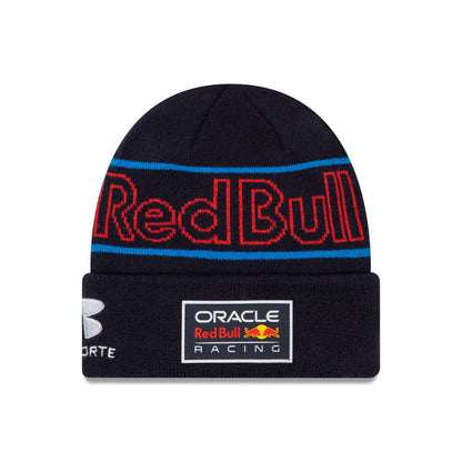 This is a Red Bull Racing Youth Sergio Perez Team Dark Blue Cuff Knit Beanie Hat 1