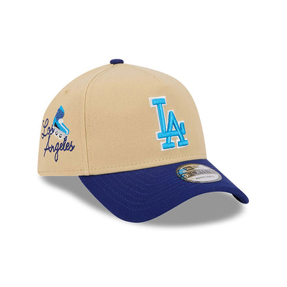 This is a LA Dodgers City Sidepatch Light Beige 9FORTY A-Frame Adjustable Cap 5