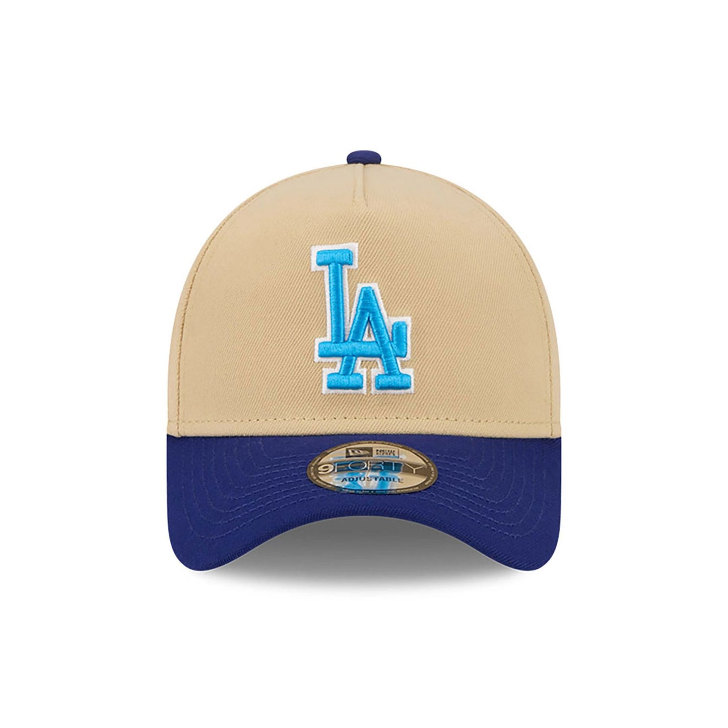 This is a LA Dodgers City Sidepatch Light Beige 9FORTY A-Frame Adjustable Cap 6