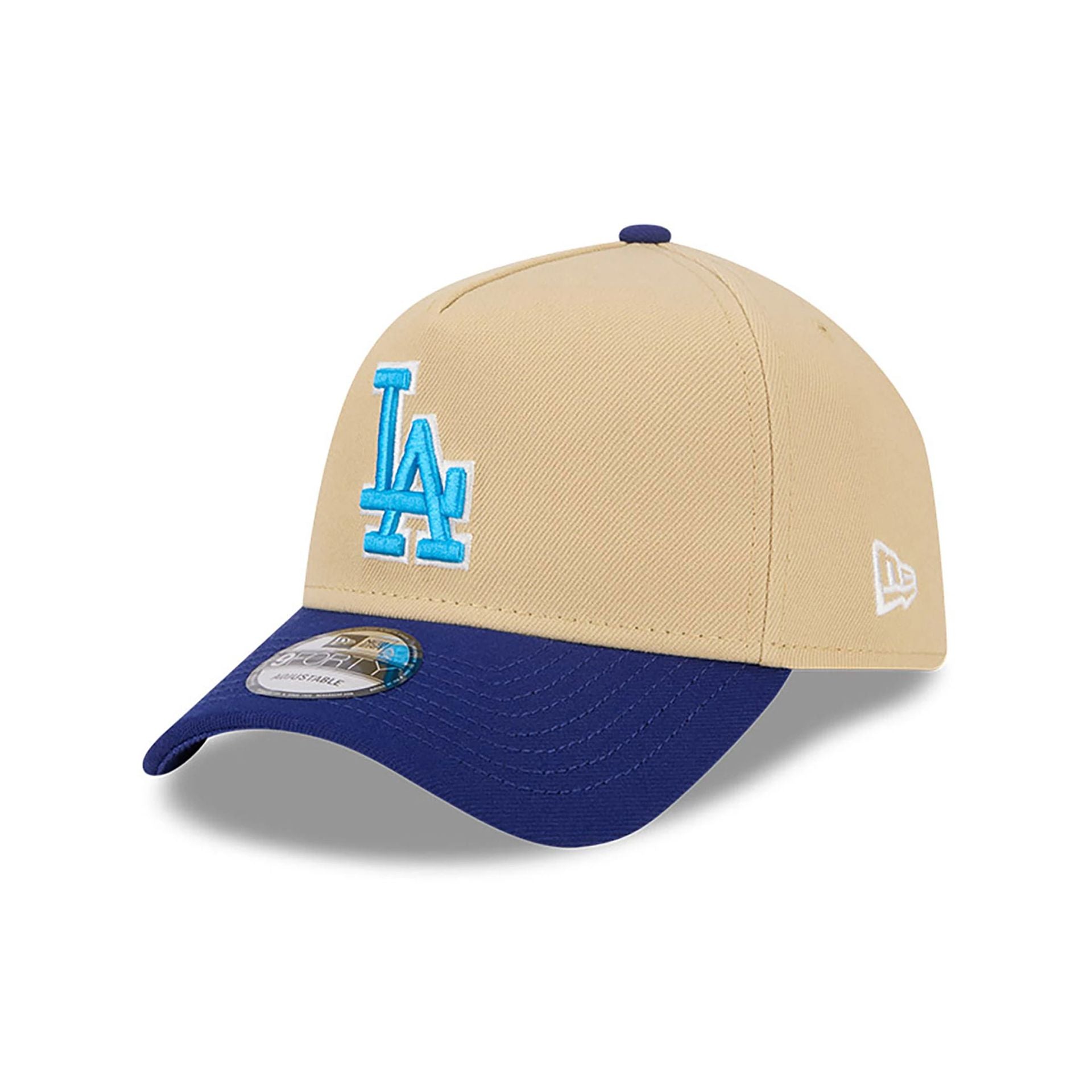 This is a LA Dodgers City Sidepatch Light Beige 9FORTY A-Frame Adjustable Cap 1