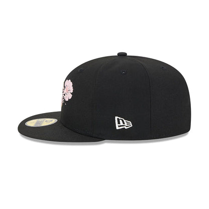 This is a Chicago Cubs Dotted Floral Black 59FIFTY Fitted Cap 6