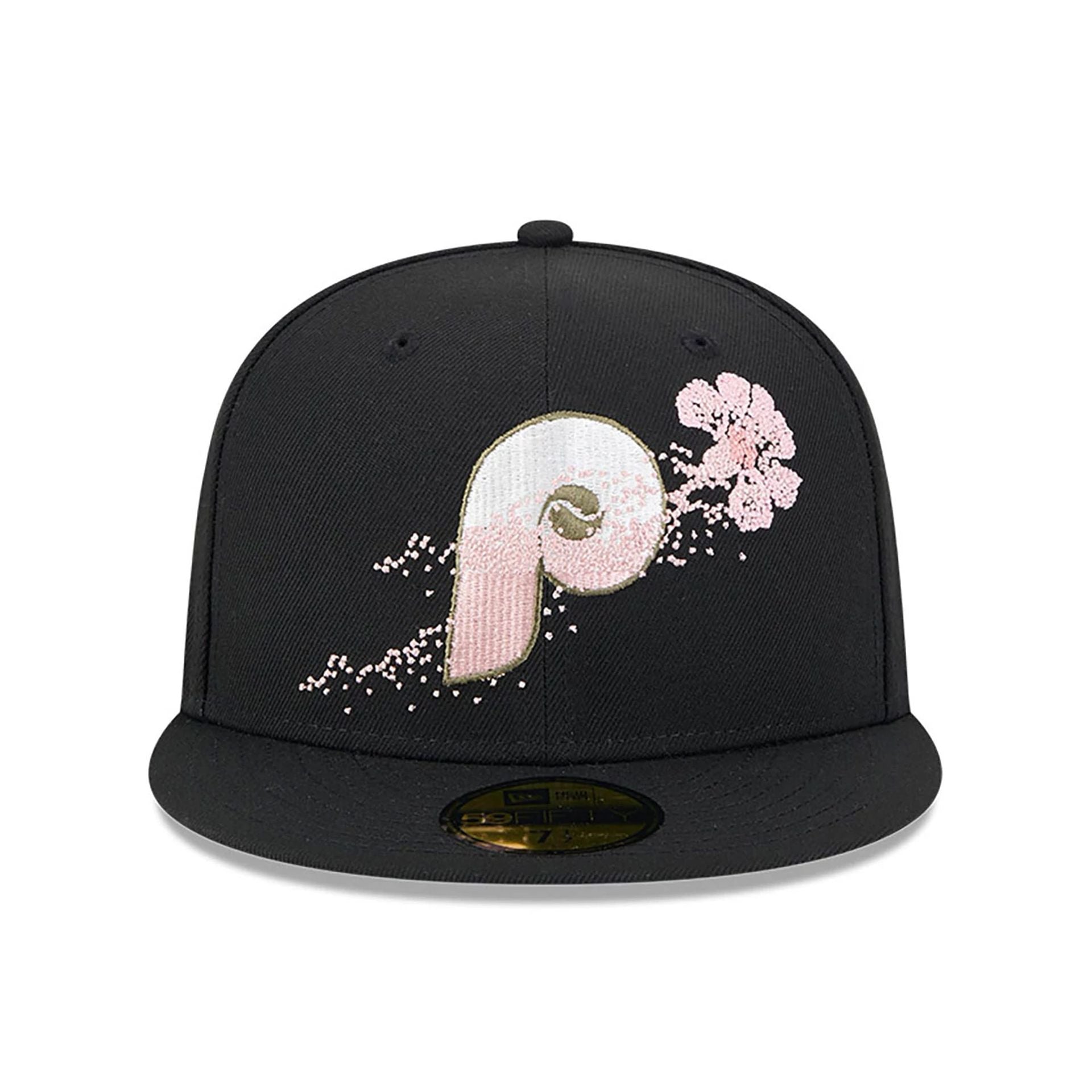 This is a Philadelphia Phillies Dotted Floral Black 59FIFTY Fitted Cap 2