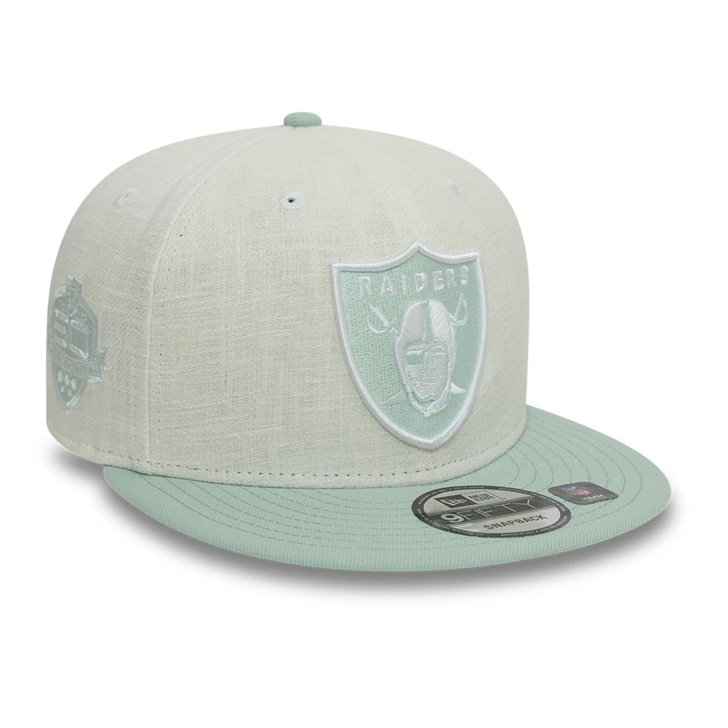 This is a Las Vegas Raiders Minty Breeze White 9FIFTY Snapback Cap 1