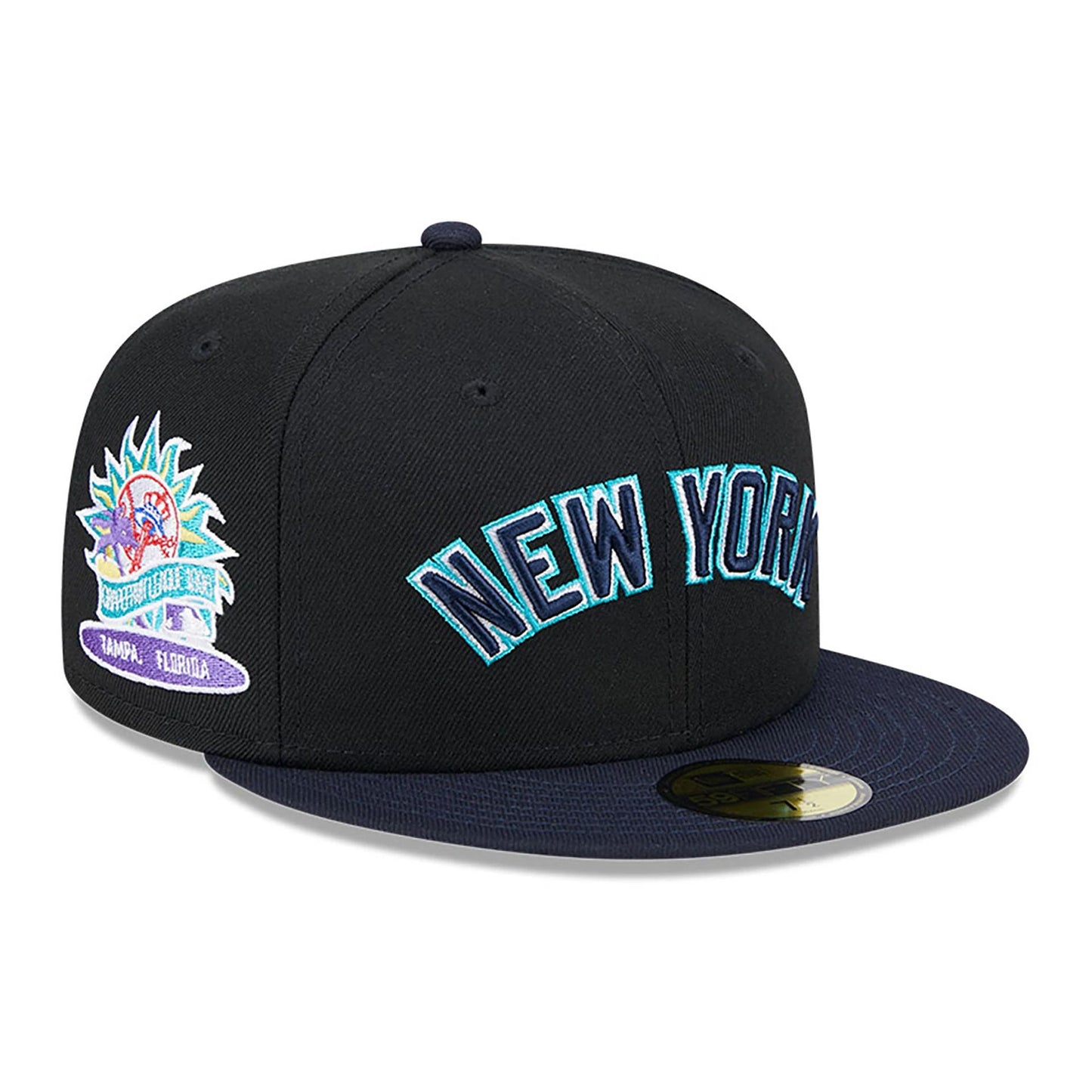 This is a New York Yankees Retro Spring Training Black 59FIFTY Fitted Cap 1