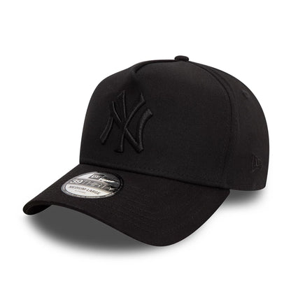 This is a New York Yankees League Essential Black 39THIRTY A-Frame Stretch Fit Cap 1