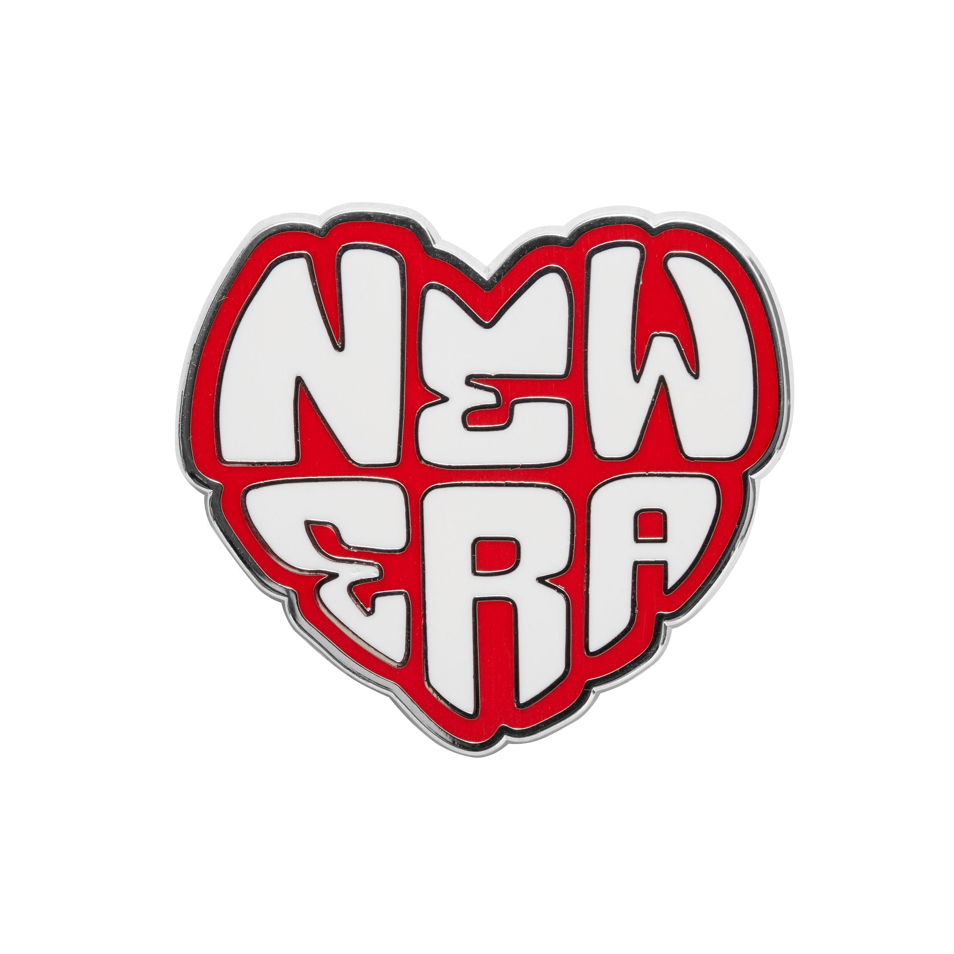 This is a New Era Heart Red Pin Badge 1