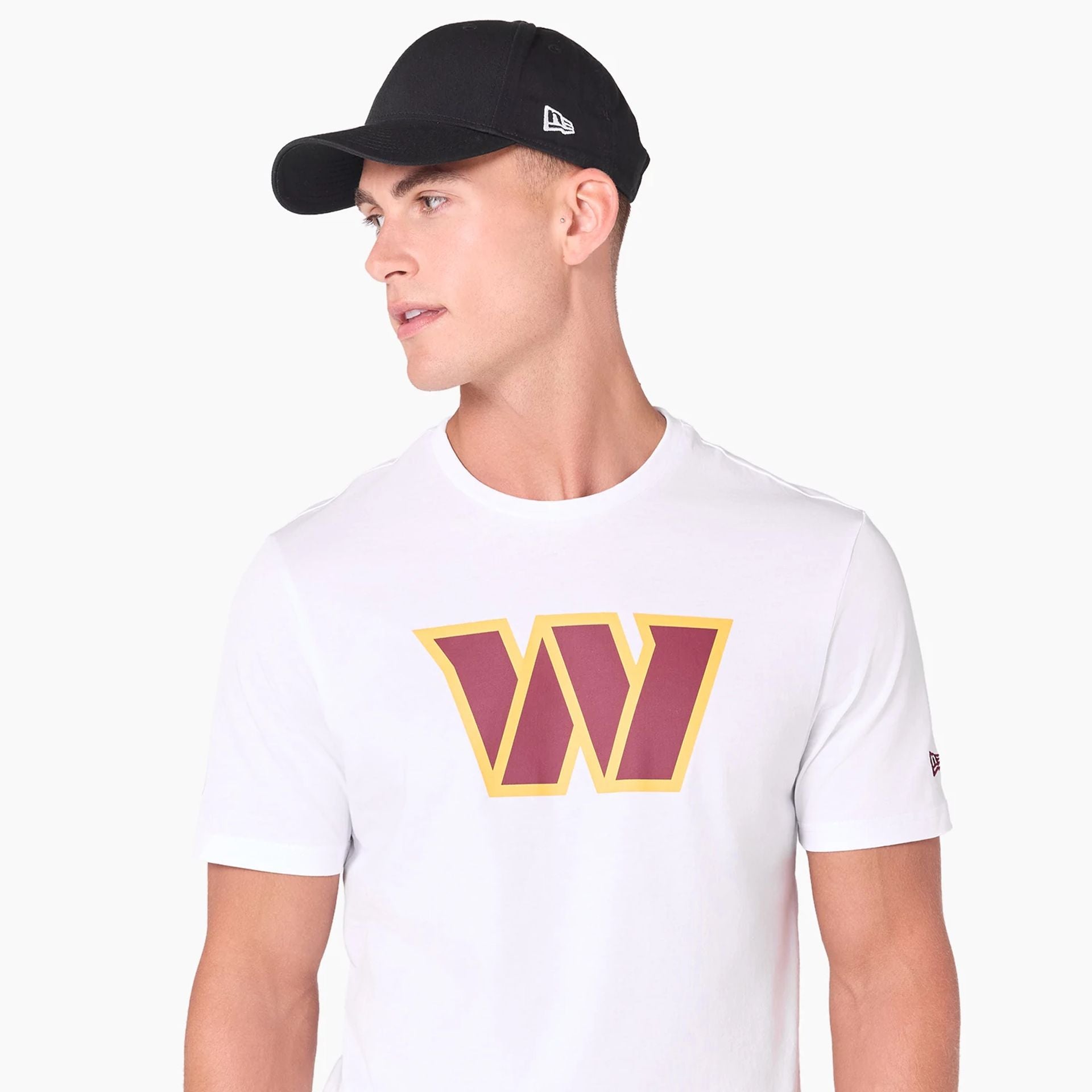 The Male model is wearing Washington Commanders NFL White T-Shirt 5