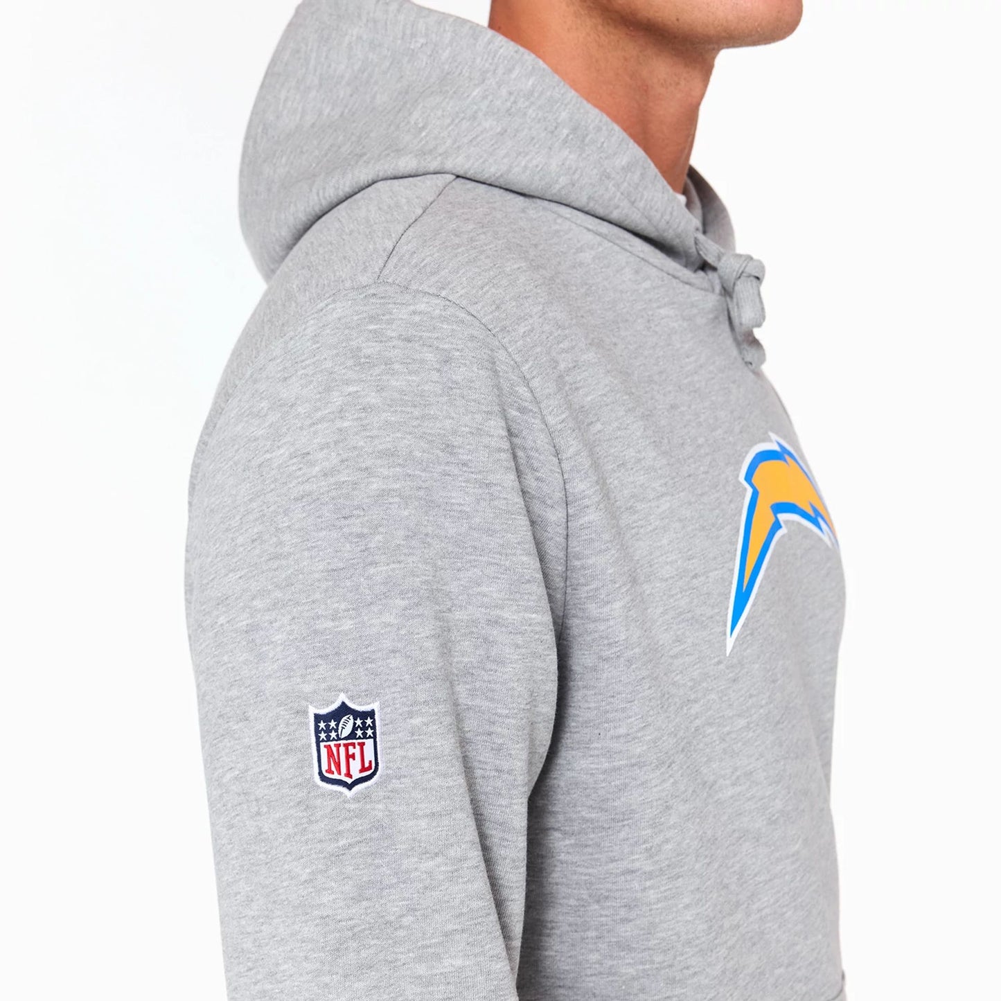 The Male model is wearing LA Chargers NFL Grey Pullover Hoodie 3