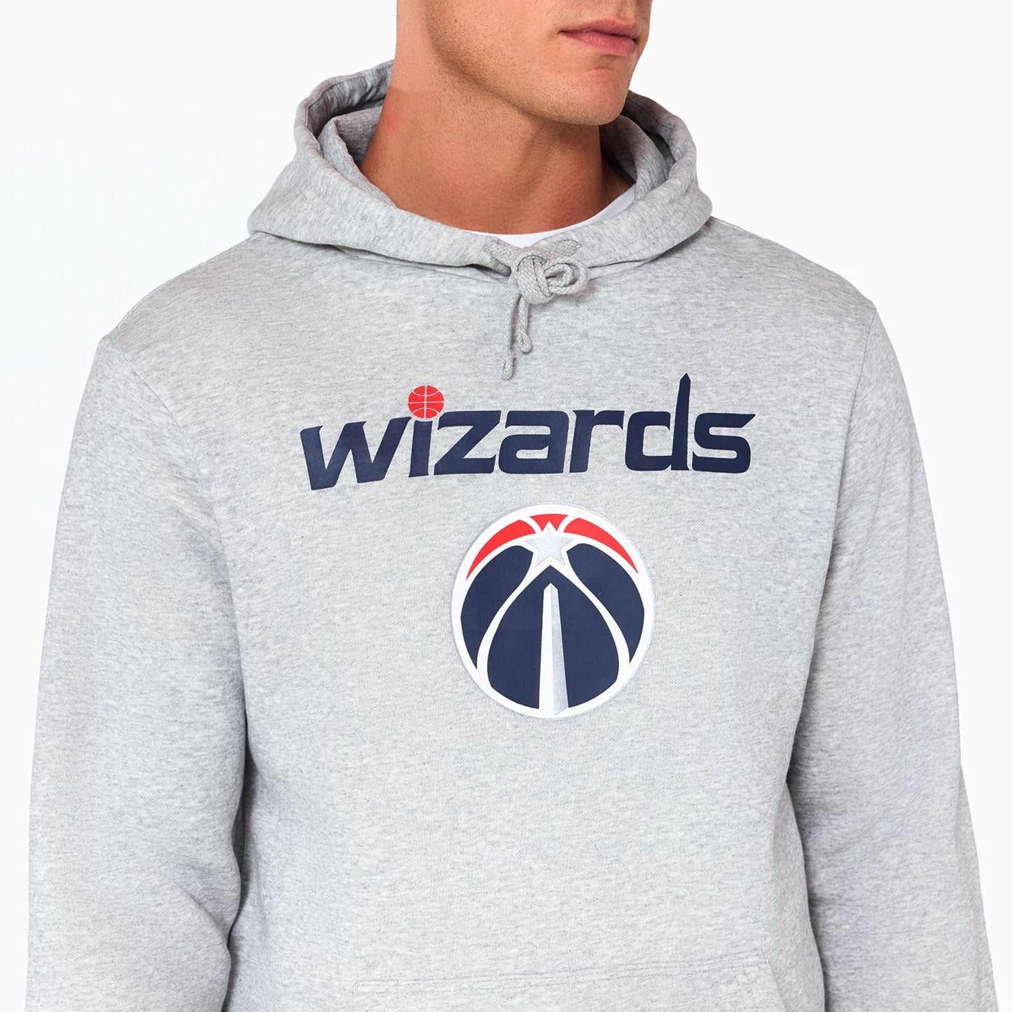 The Male model is wearing Washington Wizards NBA Grey Pullover Hoodie 2