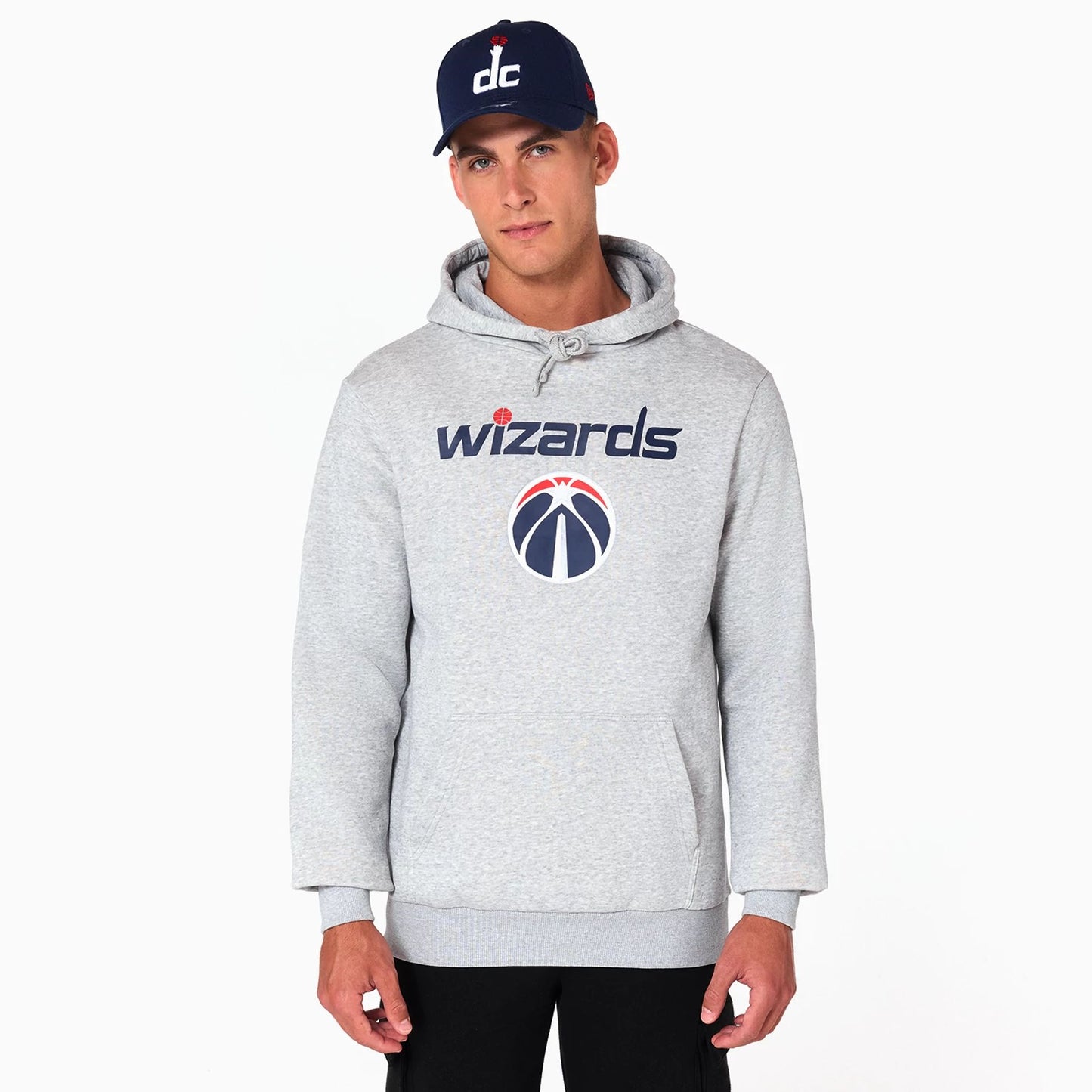 The Male model is wearing Washington Wizards NBA Grey Pullover Hoodie 1