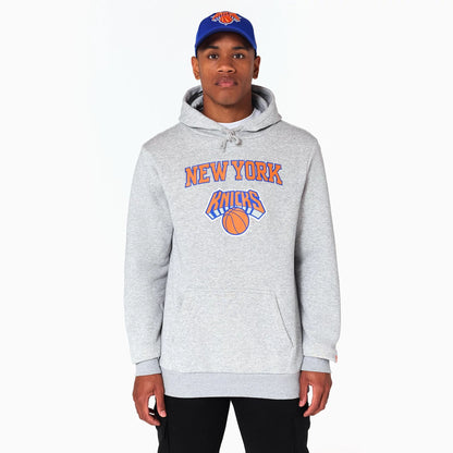 The Male model is wearing New York Knicks NBA Grey Pullover Hoodie 1