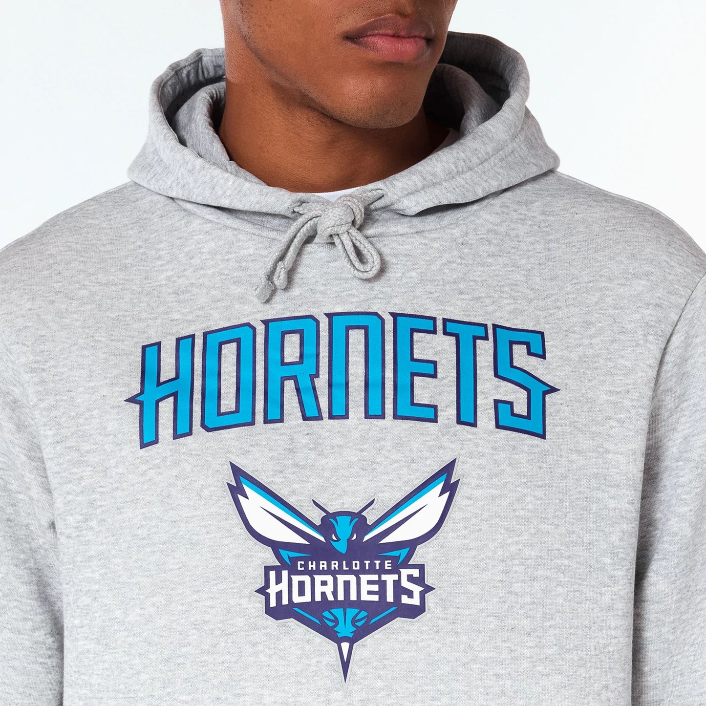 The Male model is wearing Charlotte Hornets NBA Grey Pullover Hoodie 6