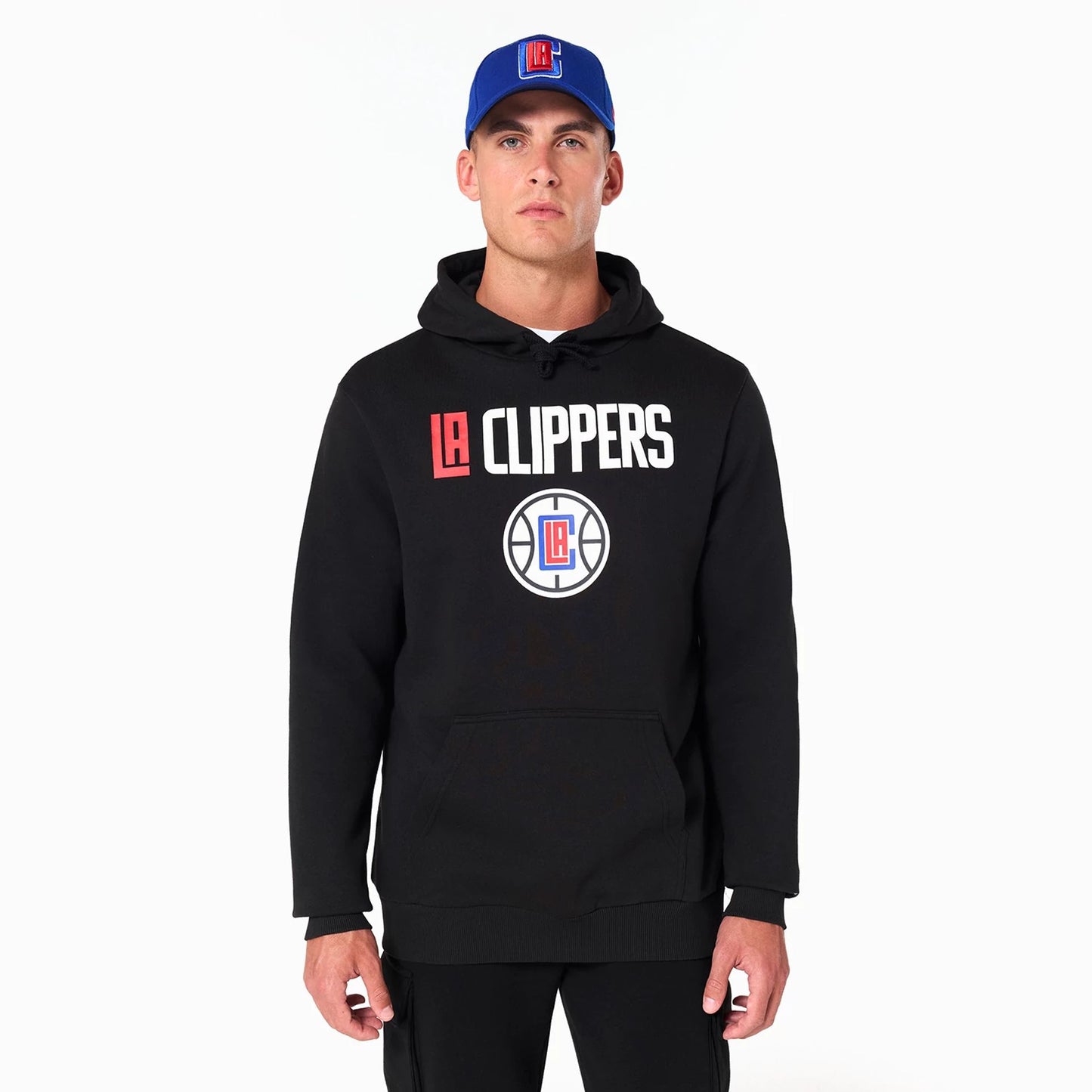 The Male model is wearing LA Clippers NBA Black Pullover Hoodie 1