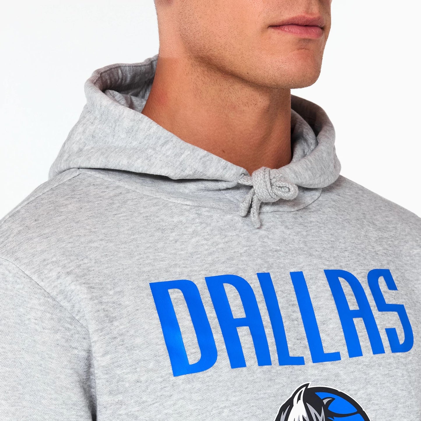 The Male model is wearing Dallas Mavericks NBA Grey Pullover Hoodie 5