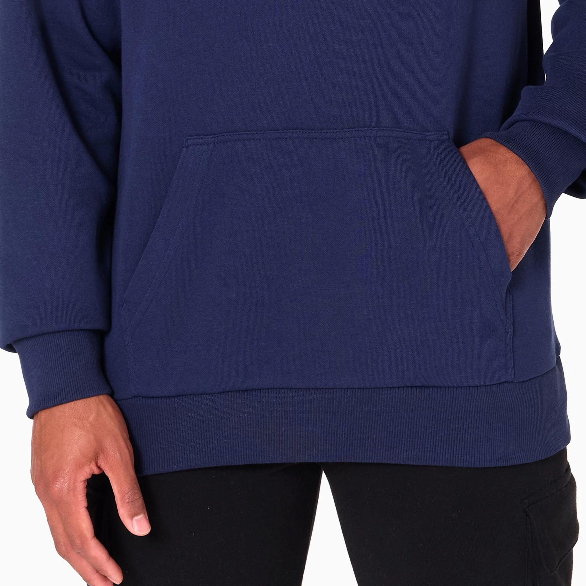 The Male model is wearing Memphis Grizzlies NBA Navy Pullover Hoodie 4