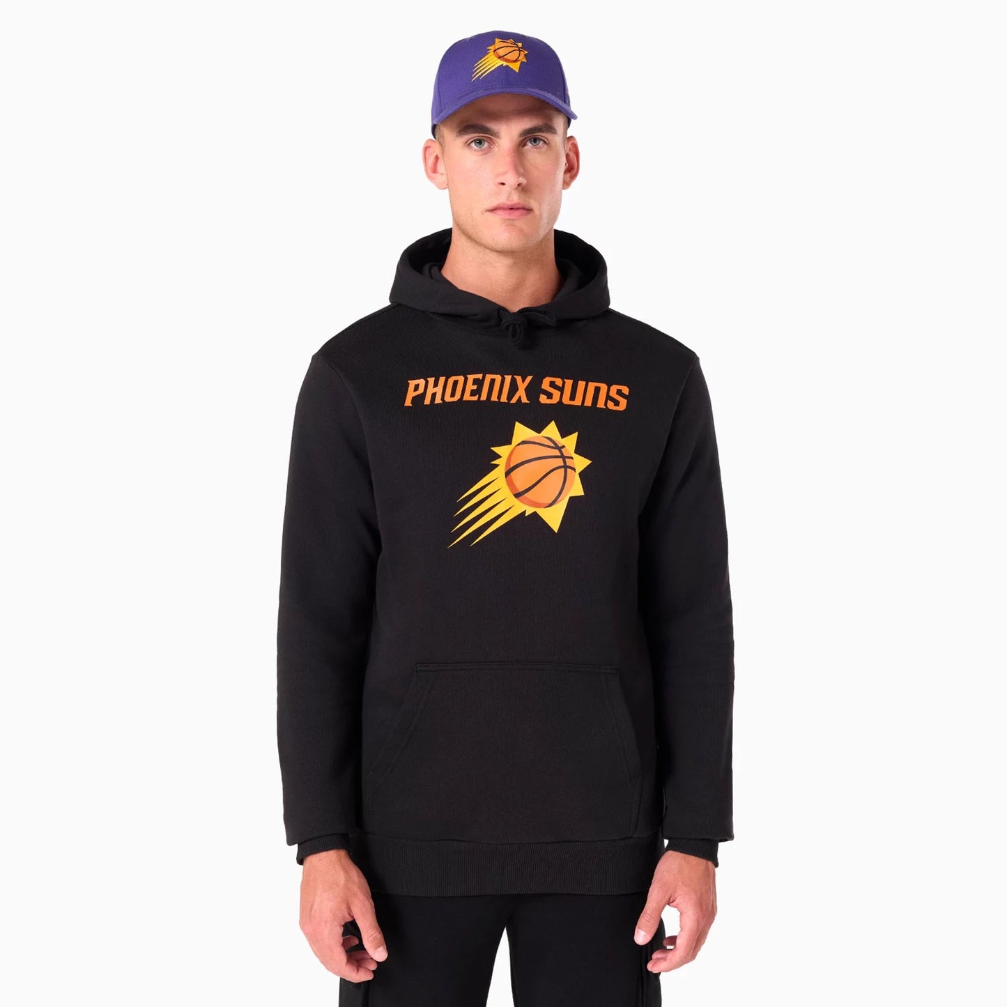 The Male model is wearing Phoenix Suns NBA Black Pullover Hoodie 1