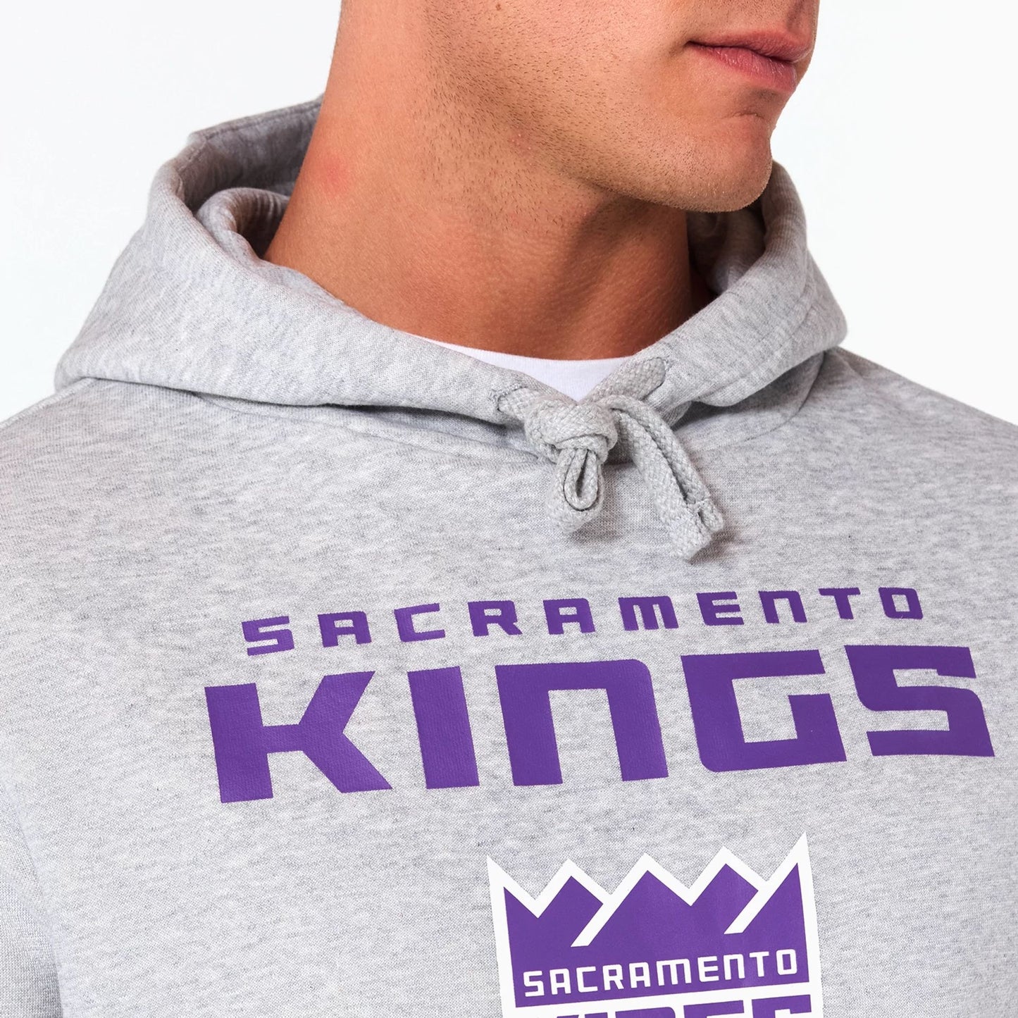 The Male model is wearing Sacramento Kings NBA Grey Pullover Hoodie 2