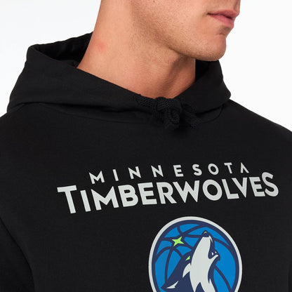 The Male model is wearing Minnesota Timberwolves NBA Black Pullover Hoodie 2