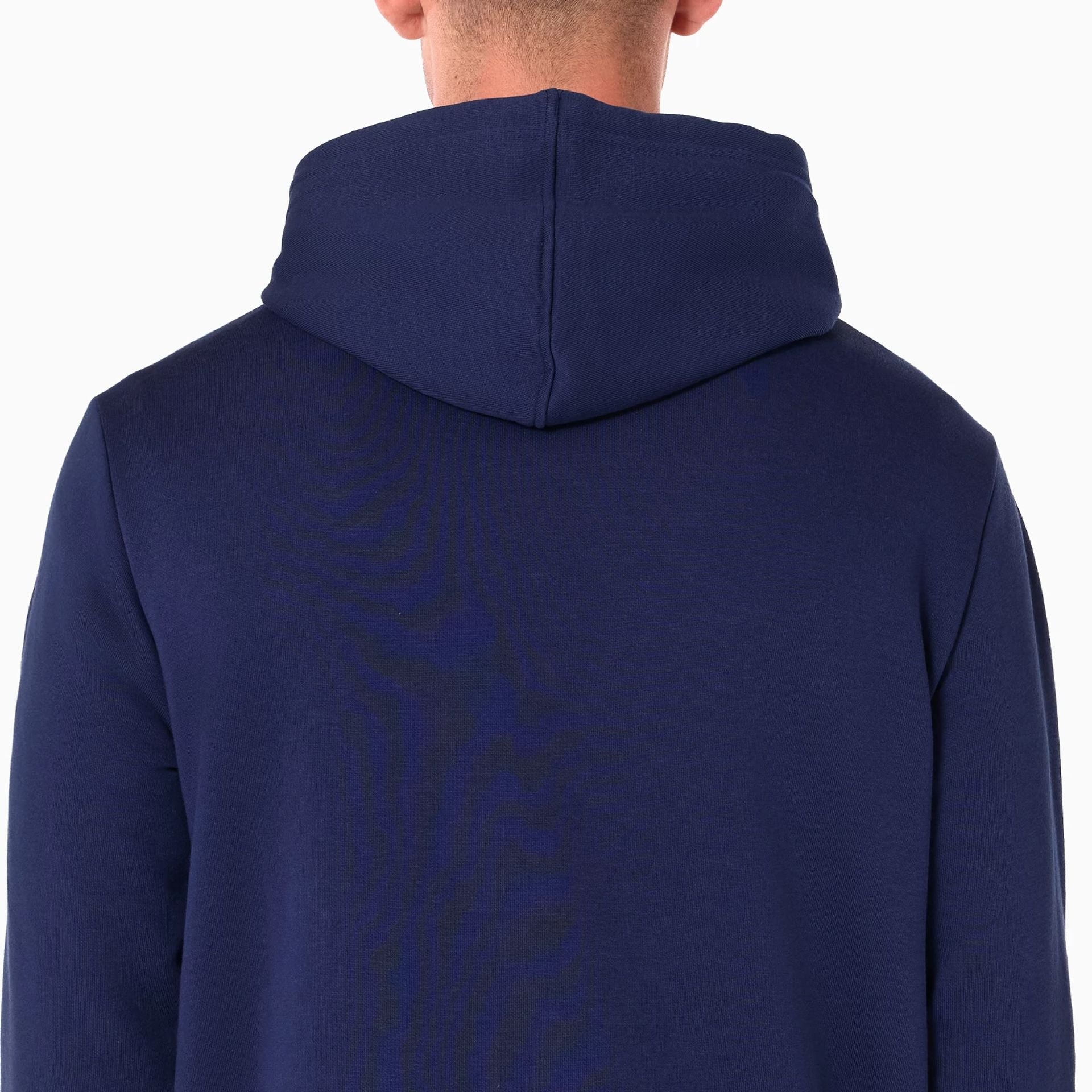 The Male model is wearing Oklahoma City Thunder NBA Navy Pullover Hoodie 6