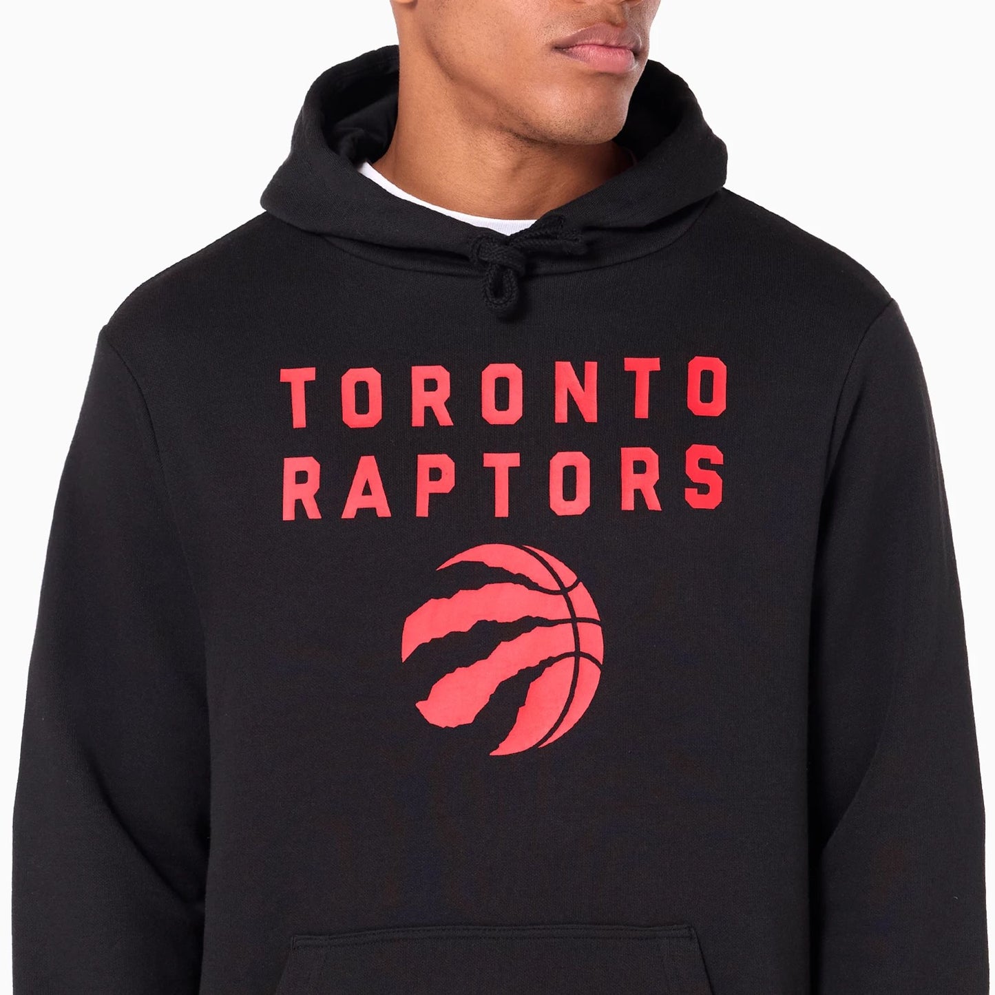 The Male model is wearing Toronto Raptors NBA Black Pullover Hoodie 2