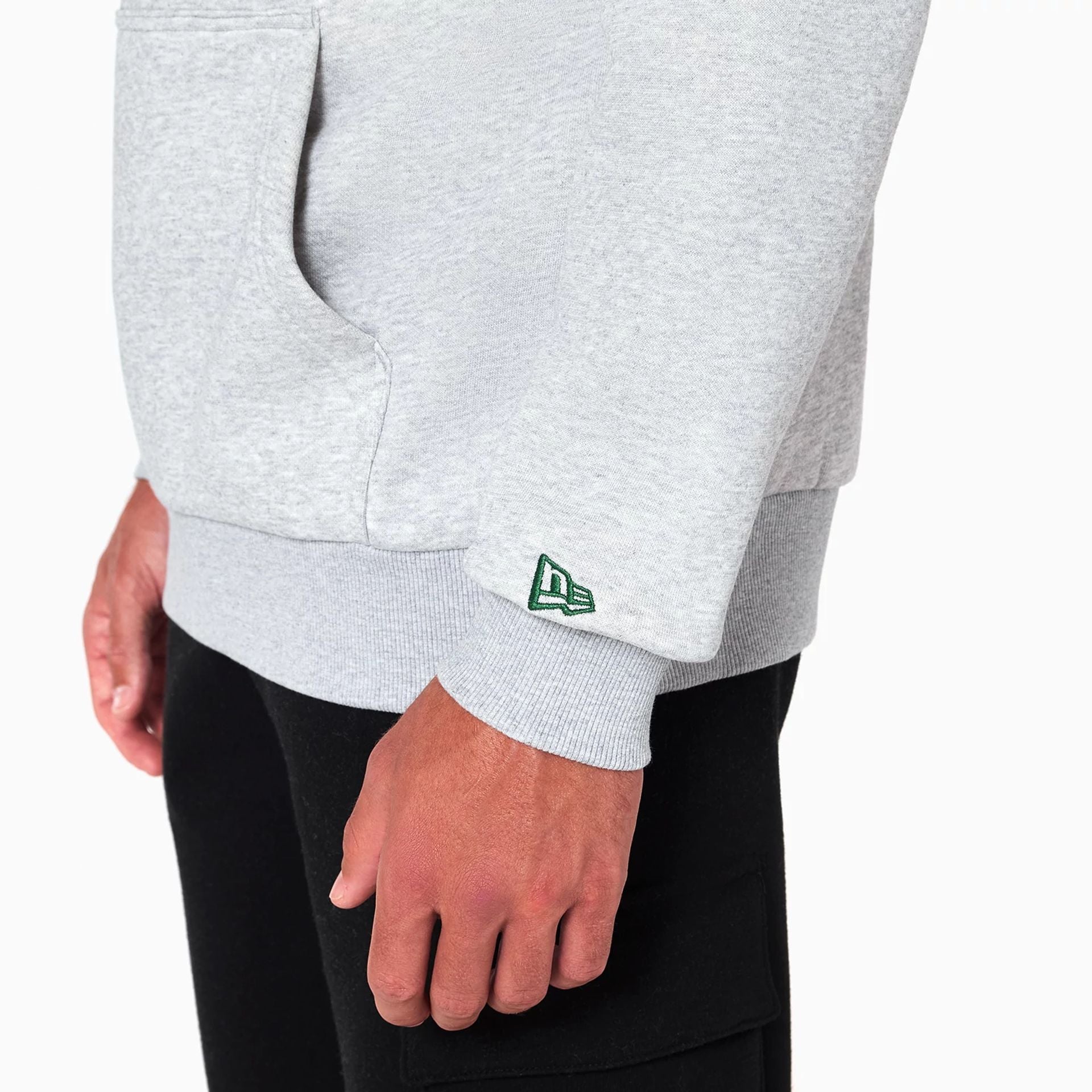 The Male model is wearing Milwaukee Bucks NBA Grey Pullover Hoodie 5