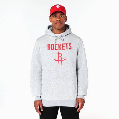 The Male model is wearing Houston Rockets NBA Grey Pullover Hoodie 1