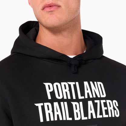 The Male model is wearing Portland Trail Blazers NBA Black Pullover Hoodie 2