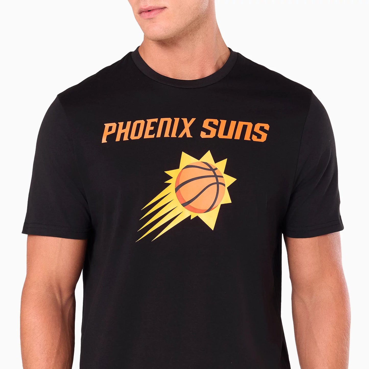 The Male model is wearing Phoenix Suns NBA Black T-Shirt 2