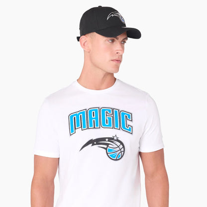 The Male model is wearing Orlando Magic NBA White T-Shirt 2