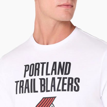 The Male model is wearing Portland Trail Blazers NBA White T-Shirt 3