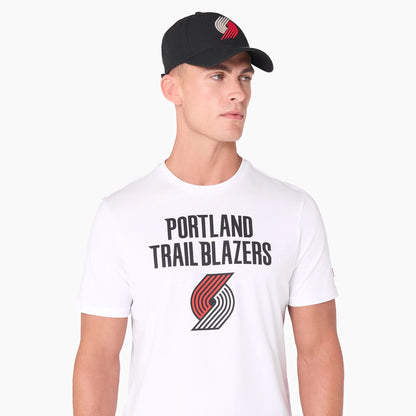 The Male model is wearing Portland Trail Blazers NBA White T-Shirt 5