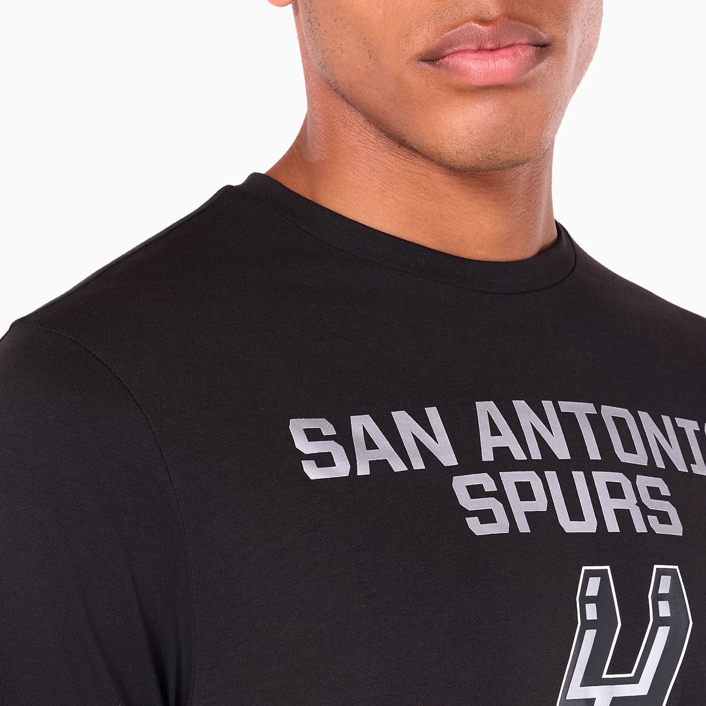 The Male model is wearing San Antonio Spurs NBA Black T-Shirt 3