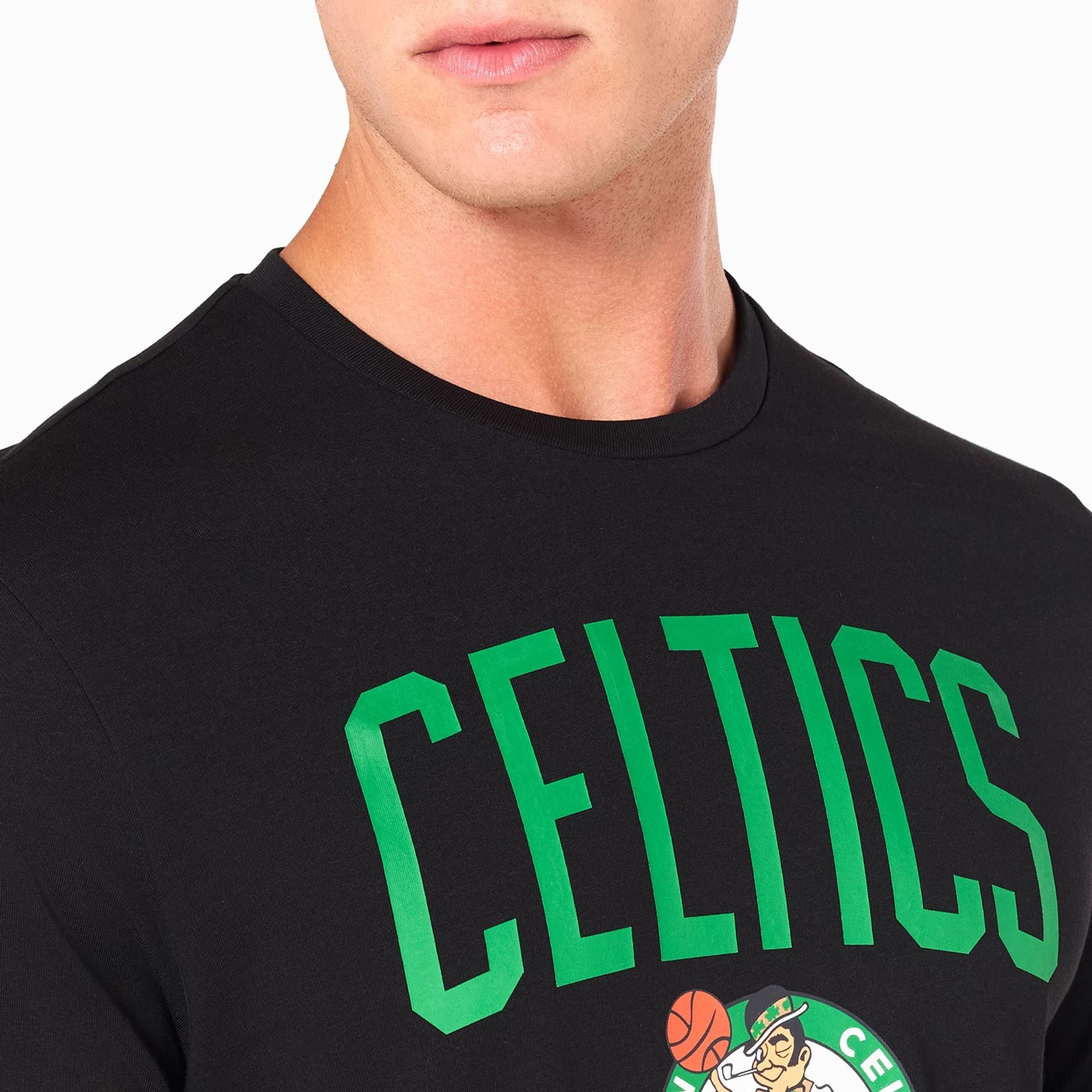 The Male model is wearing Boston Celtics NBA Black T-Shirt 3