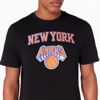 The Male model is wearing New York Knicks NBA Black T-Shirt 2