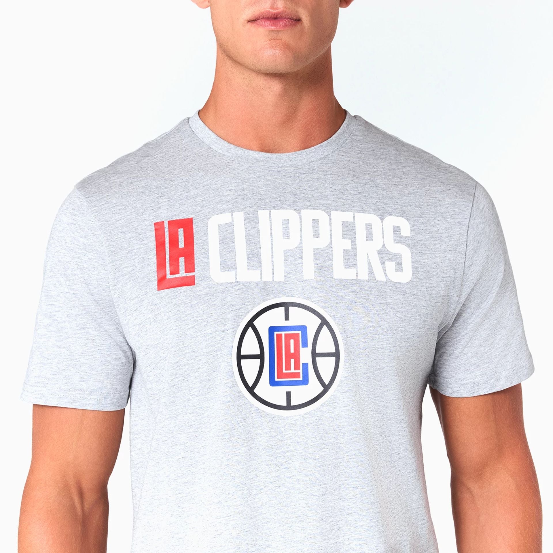 The Male model is wearing LA Clippers NBA Grey T-Shirt 2