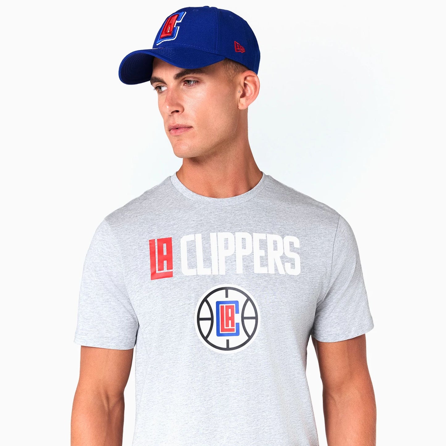 The Male model is wearing LA Clippers NBA Grey T-Shirt 5