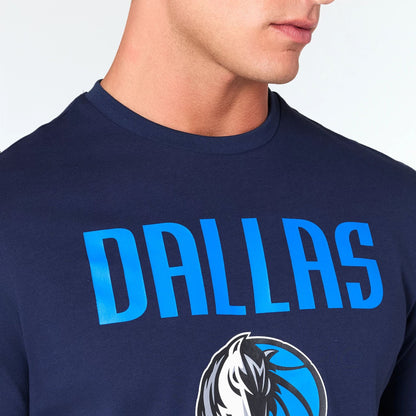 The Male model is wearing Dallas Mavericks NBA Navy T-Shirt 3