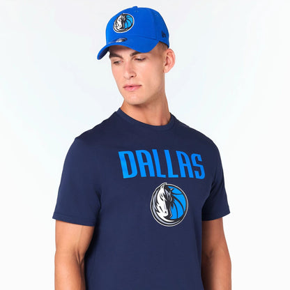 The Male model is wearing Dallas Mavericks NBA Navy T-Shirt 5