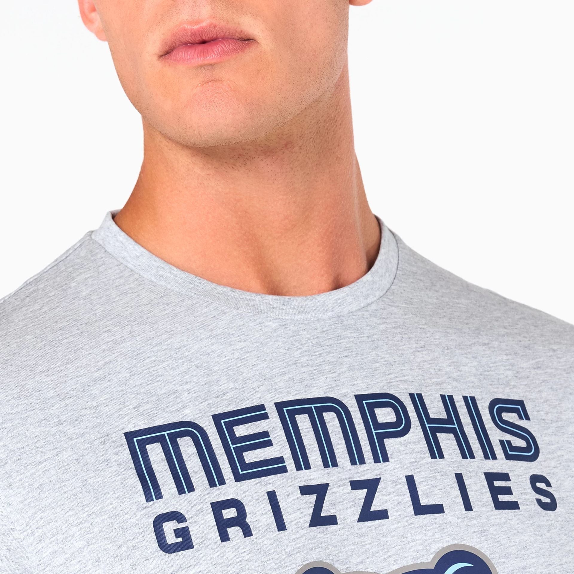 The Male model is wearing Memphis Grizzlies NBA Grey T-Shirt 3