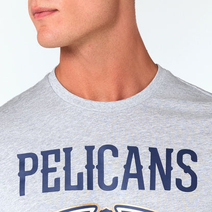 The Male model is wearing New Orleans Pelicans NBA Grey T-Shirt 3